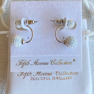 FAC Double Sided Pave Swarovski Crystal Earrings NWT